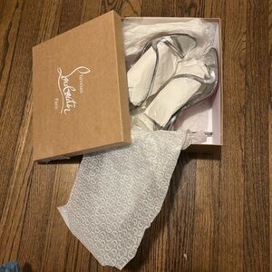 Christian Louboutin Silver Metallic D'Orsay Heels with Signature Red Soles